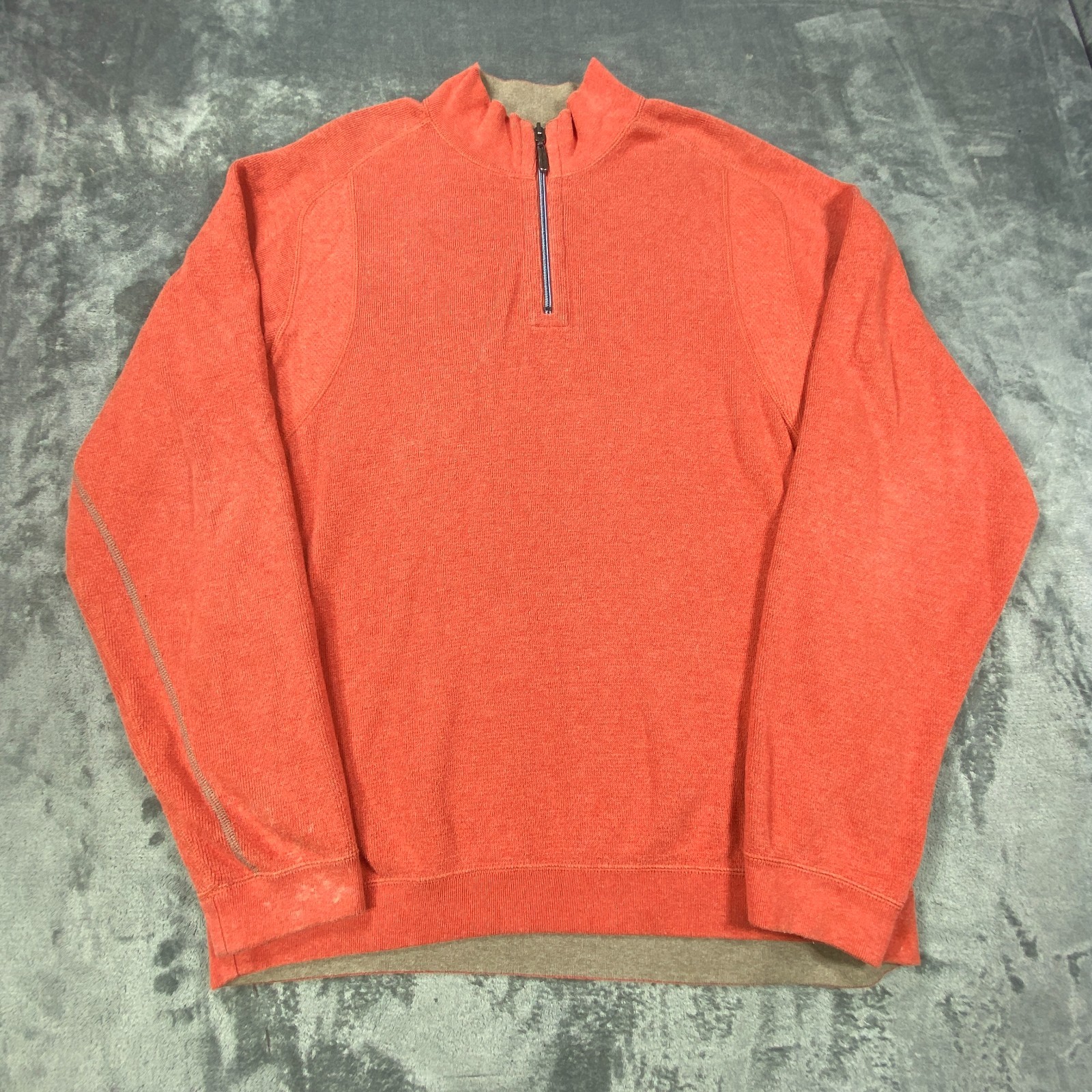 Tommy Bahama Performance Pullover Men 2XL Orange Athletic Golf Knit 1/4 Zip * gallery