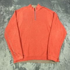 Tommy Bahama Performance Pullover Men 2XL Orange Athletic Golf Knit 1/4 Zip *