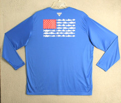 Columbia Shirt Adult Extra Large Blue Graphic Lightweight PFG Fish Outdoor Mens