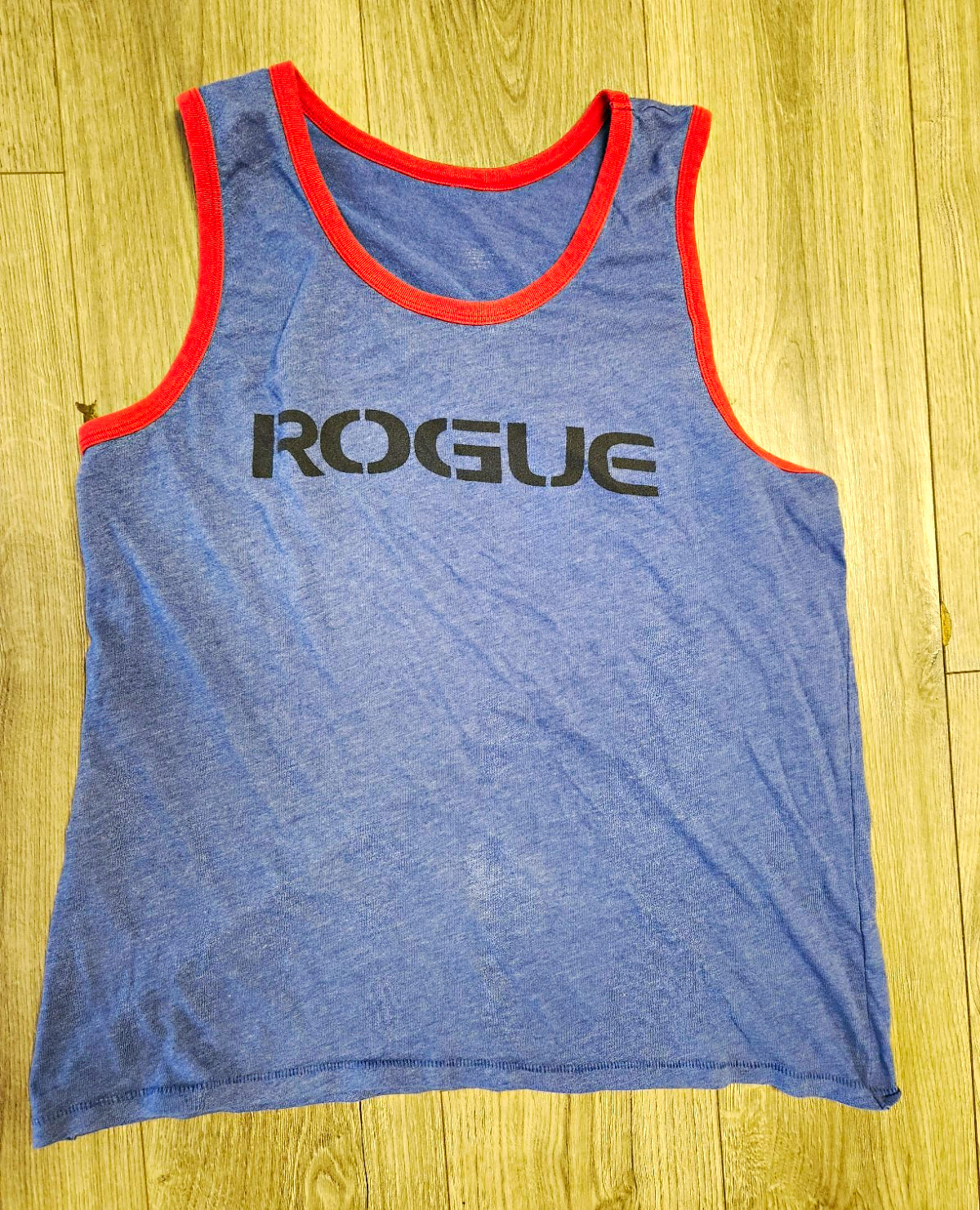 Rogue Men's Tank Top M Blue/Orange Logo Contrasting Trim Sleeveless Gym gallery
