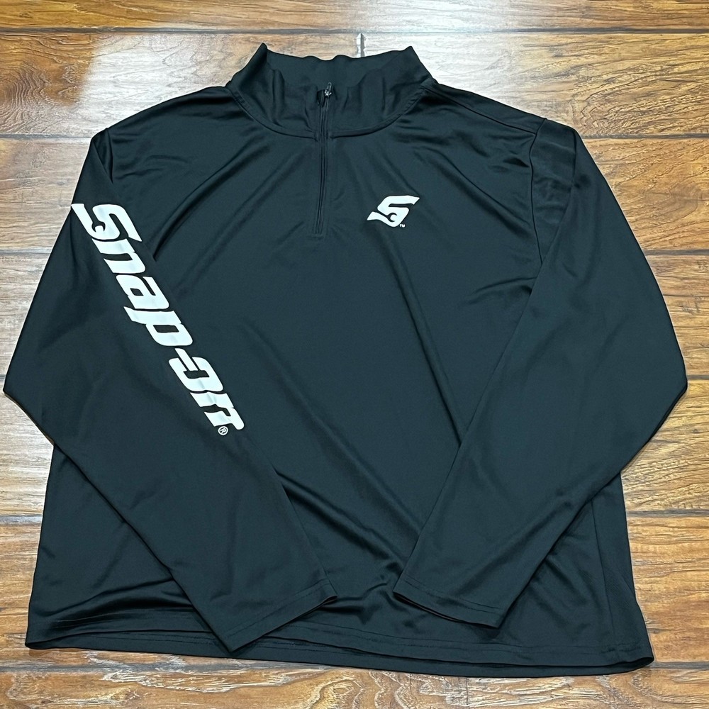 Snap On Tools 1/4 Zip Performance Pullover Long Sleeve Stretch Black Mens XL