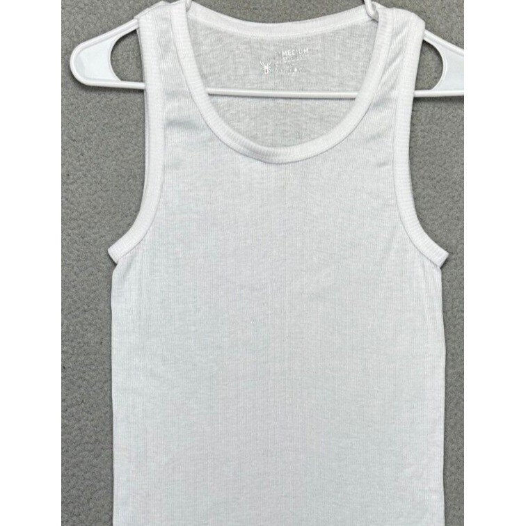 Spyder Shirt Men Medium White Tank Top Ribbed Activewear Sleeveless Stretch Logo