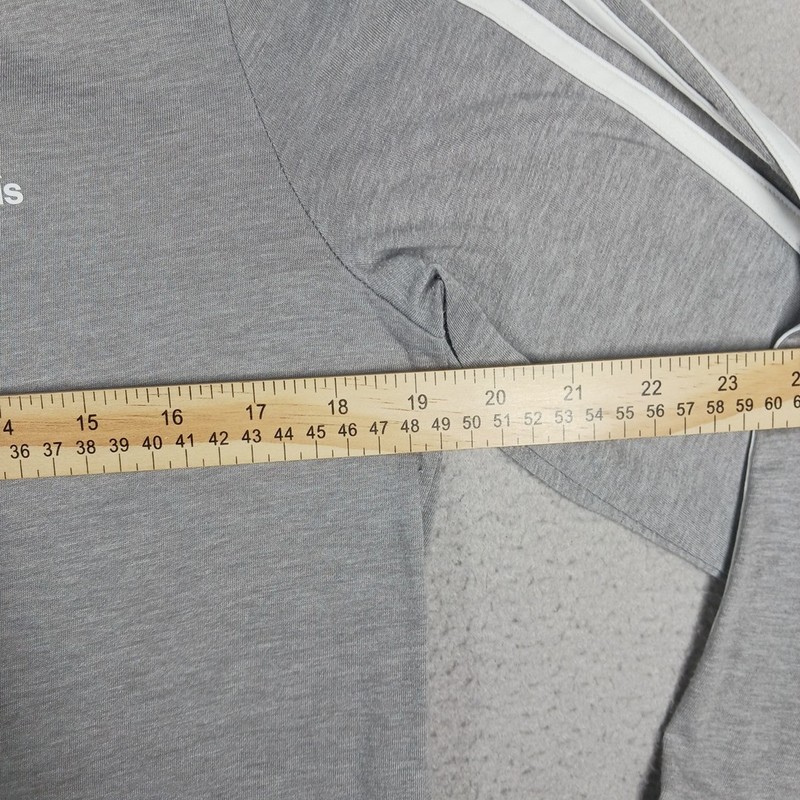 Adidas Hooded Shirt Mens Medium Gray Climalite 3-Stripes Pullover Athletic Logo gallery