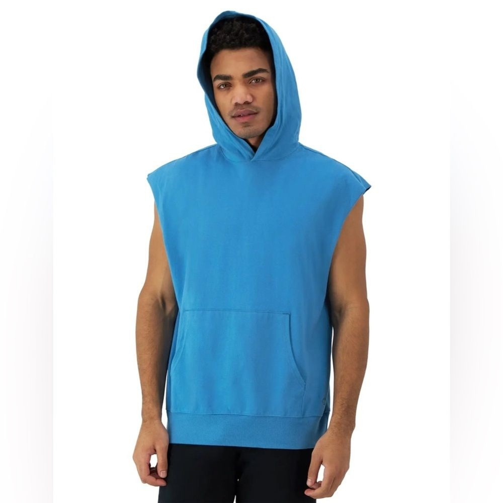 Champion Men's Middleweight Cut-Off T-Shirt Hoodie Mountain Air Blue NWT M