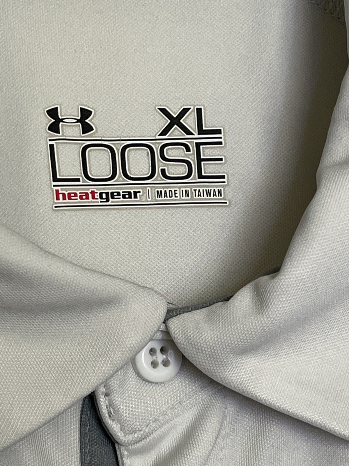 Y2K MINT UNER ARMOUR XL WHITE GRAY HEAT GEAR GOLF POLO SHIRT MENS gallery