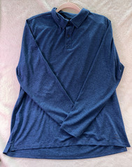 L.L.Bean Men’s Blue Long Sleeve Polo Shirt L Regular Slightly Fitted Heathered
