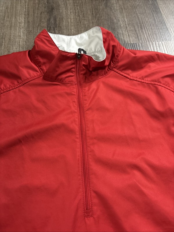 Nike Golf Pullover Mens L Red Clima-Fit Vented Pullover Wind Rain Repellent gallery