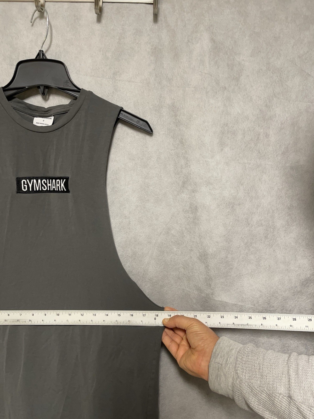 Gymshark Tank Top Men S Gray Central Drop Arm Spell Out Lifting Workout Training gallery