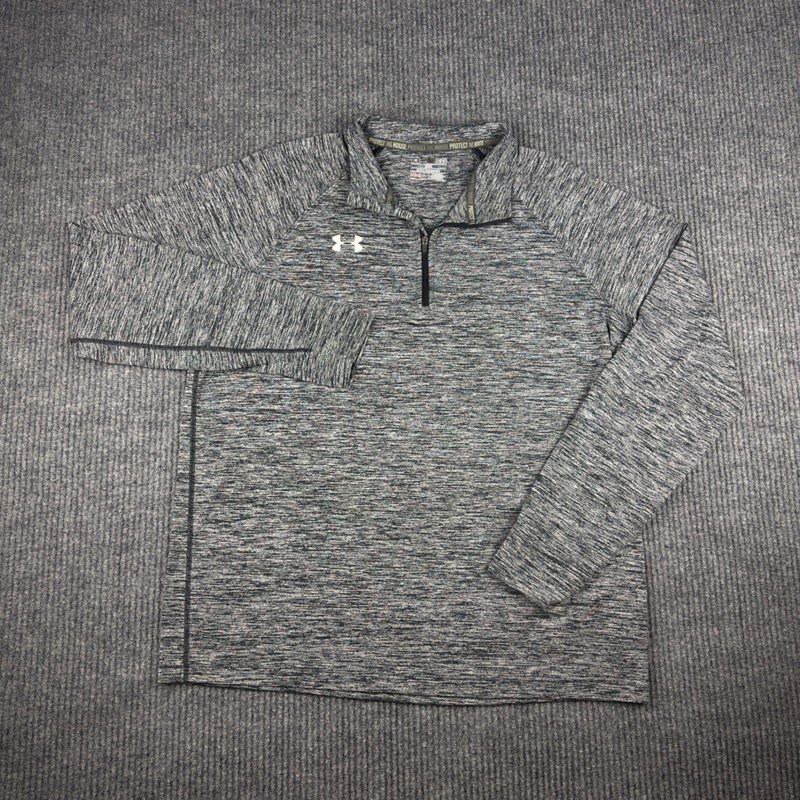 Under Armour Mens HeatGear 1/4 Zip Pullover Space Dye Gray Black 1264950 Large gallery