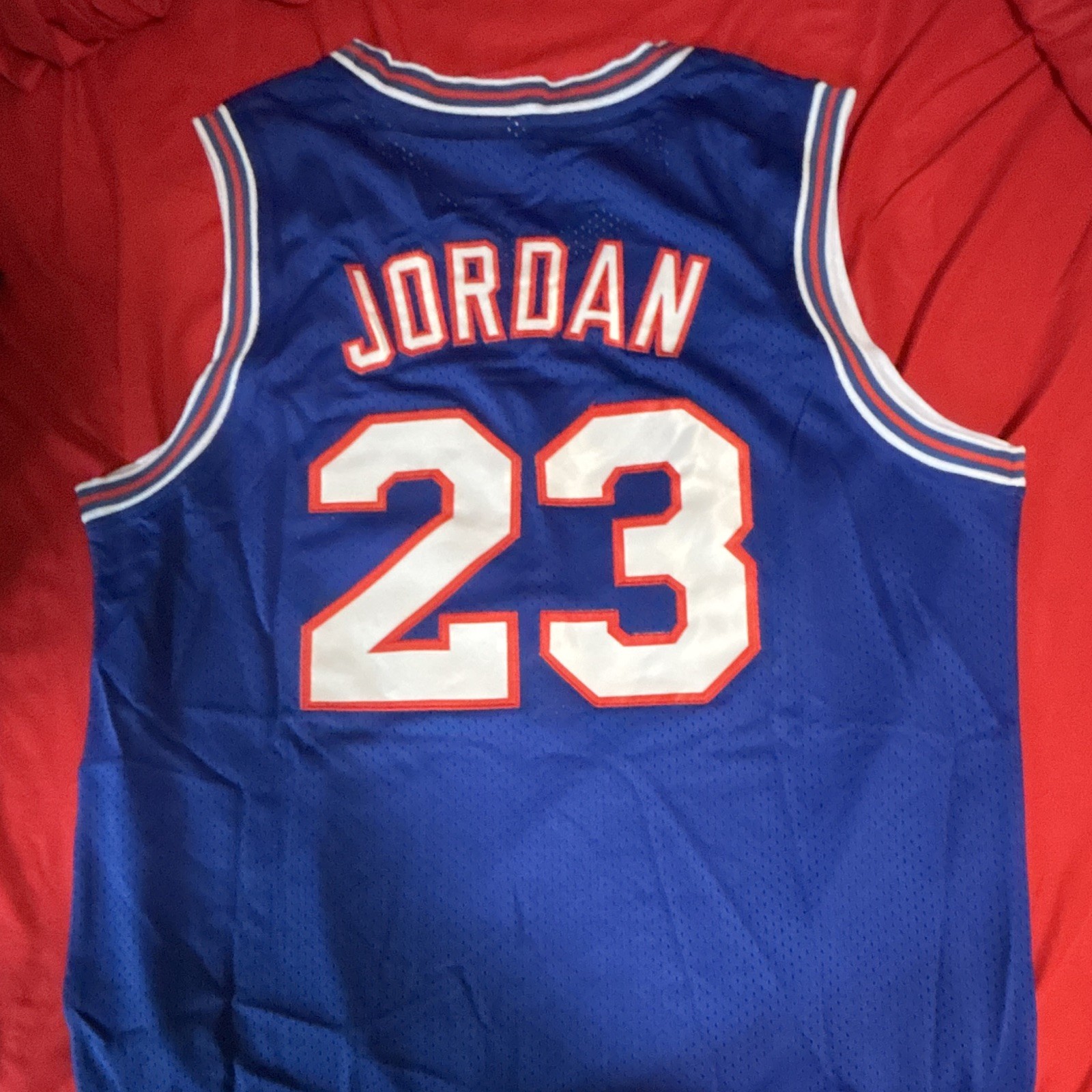 Space Jam Tune Squad Jordan 23 Men's Blue Mesh Jersey Tank Top Sleeveless L gallery