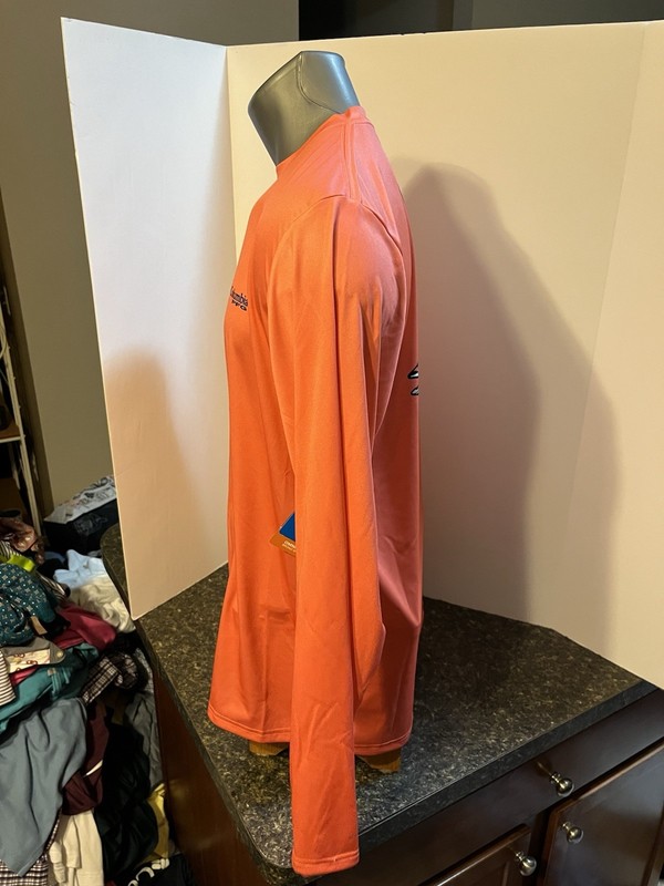 Columbia PFG Omni-Shade Men’s LS Pullover Shirt Large Orange Polyester - NWT gallery