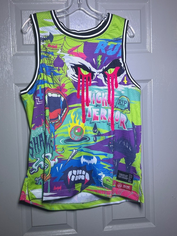 RS1NE basketball tank top size large new with tags night, terra graffiti all ove