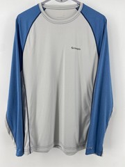 Simms Shirt Mens Medium Gray UPF 50 Fishing Capilene Beach Long Sleeve Stretch
