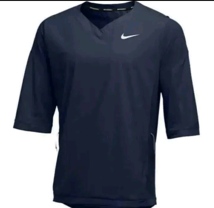 New Nike MLB Baseball Jacket Short Sleeve Shirt Cage Navy Blue 897383-419, Small