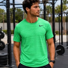 Nike Dri-FIT T-Shirt Mens L Green Standard Fit Athletic Running Gym Activewear