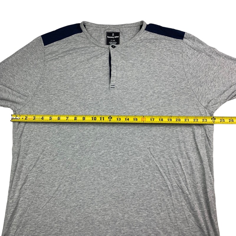 Tommy John Men's Cotton/Modal Stretch L/S Henley T-Shirt Gray/Black • 2XL gallery