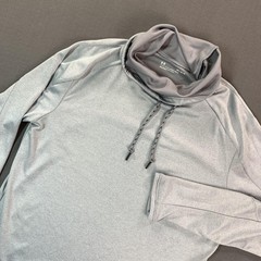 Under Armour Shirt Men M Gray Lighter Longer Funnel Neck Fitted Training Tee L/S