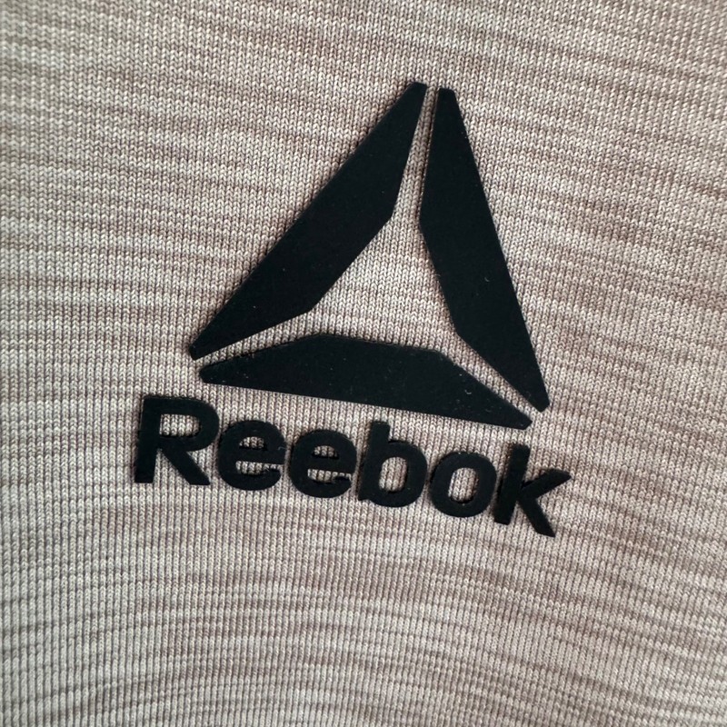 Reebok Mens 1/4 Zip Mock Driftwood Heather Slim Fit Pullover Large gallery