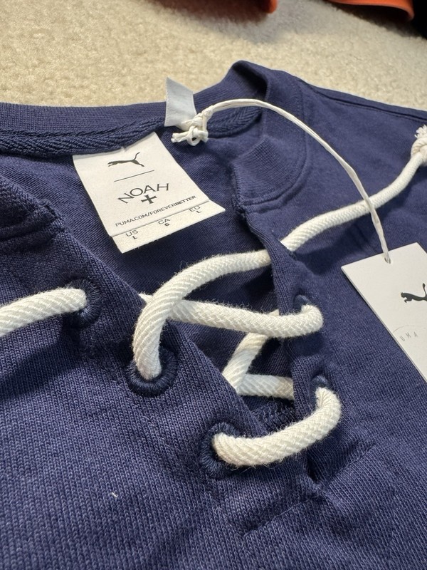PUMA Noah Striped V Neck Long Sleeve Hockey Jersey Mens Blue Size L Loose Fit gallery