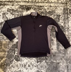 Nike F.I.T. 1/4 Zip Pullover Black/Grey Men’s M Medium VINTAGE USA
