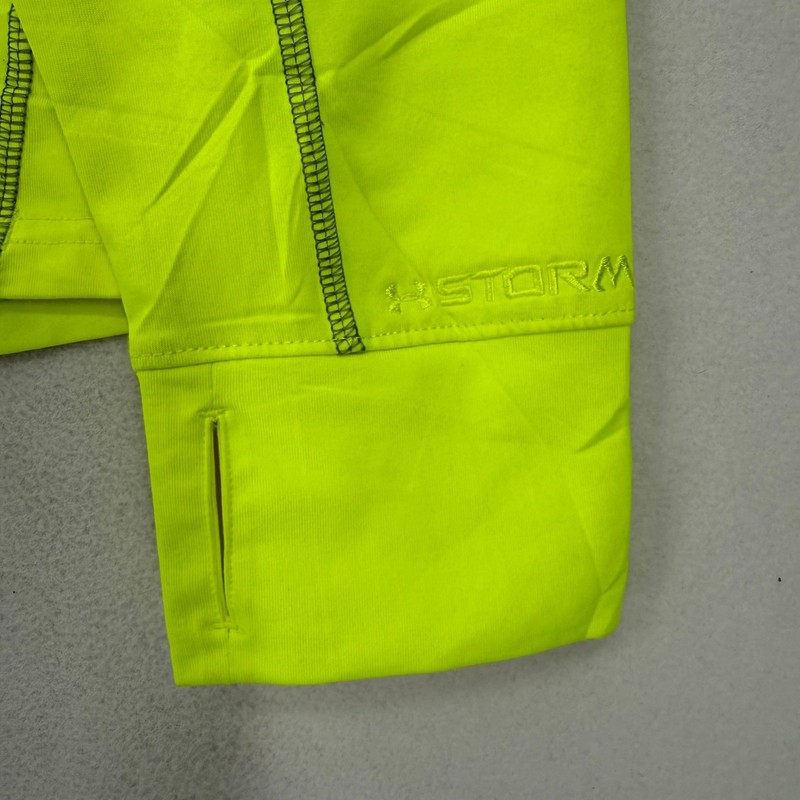 Under Armour Mens Coldgear Storm 1/4 Zip Shirt Neon Green Gray Medium Running gallery