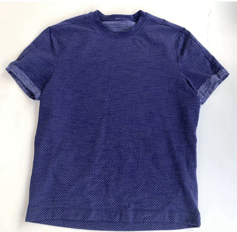 Lululemon Mens L ? Blue Thick Roll Out Crew Hero Short Sleeve Shirt Stretch gallery