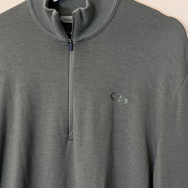 Icebreaker 100% Wool Original Half Zip Long Sleeve Shirt - Men's Size L - Green gallery