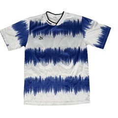 Vintage Puma Soccer Jersey Shirt Mens Large White Blue Striped #37 USA 80s