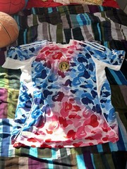 BNWT Adidas Bape FB Jersey Shock Blue Pink Camo XXL Slim Fit