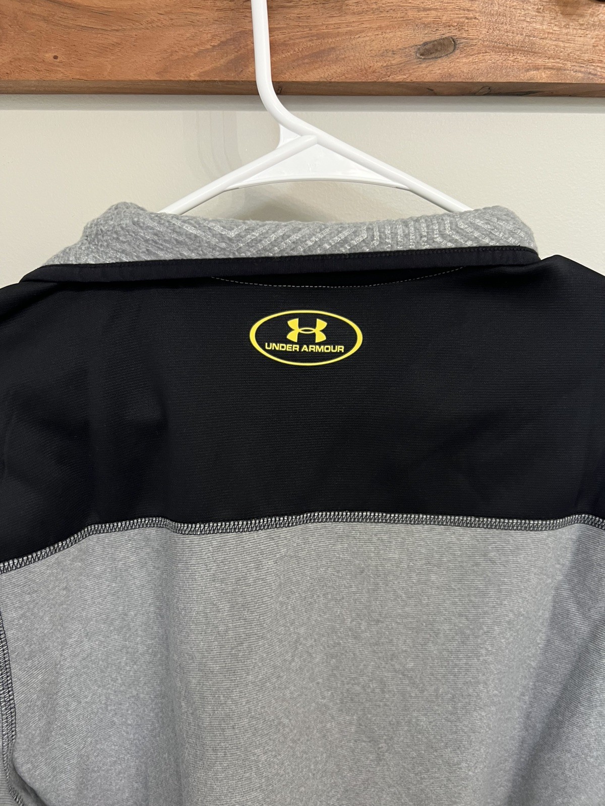 Under Armour ColdGear Sweatshirt Mens M Gray Quarter Zip Pullover Colorblock gallery