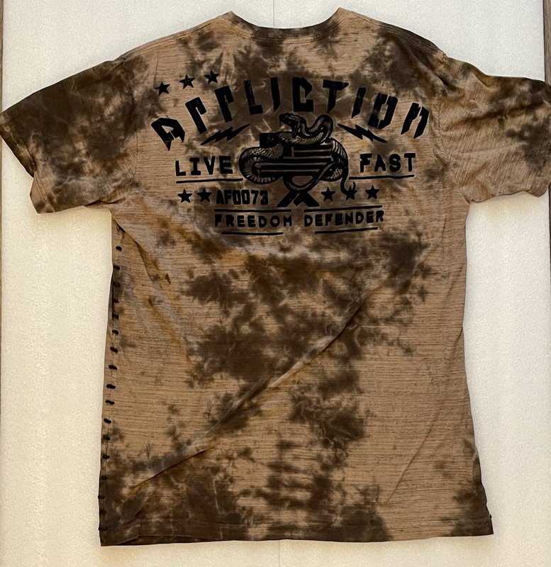 Affliction Mens Short Sleeve Brown & Black XL Skull & Snake T-Shirt - Very Nice! gallery