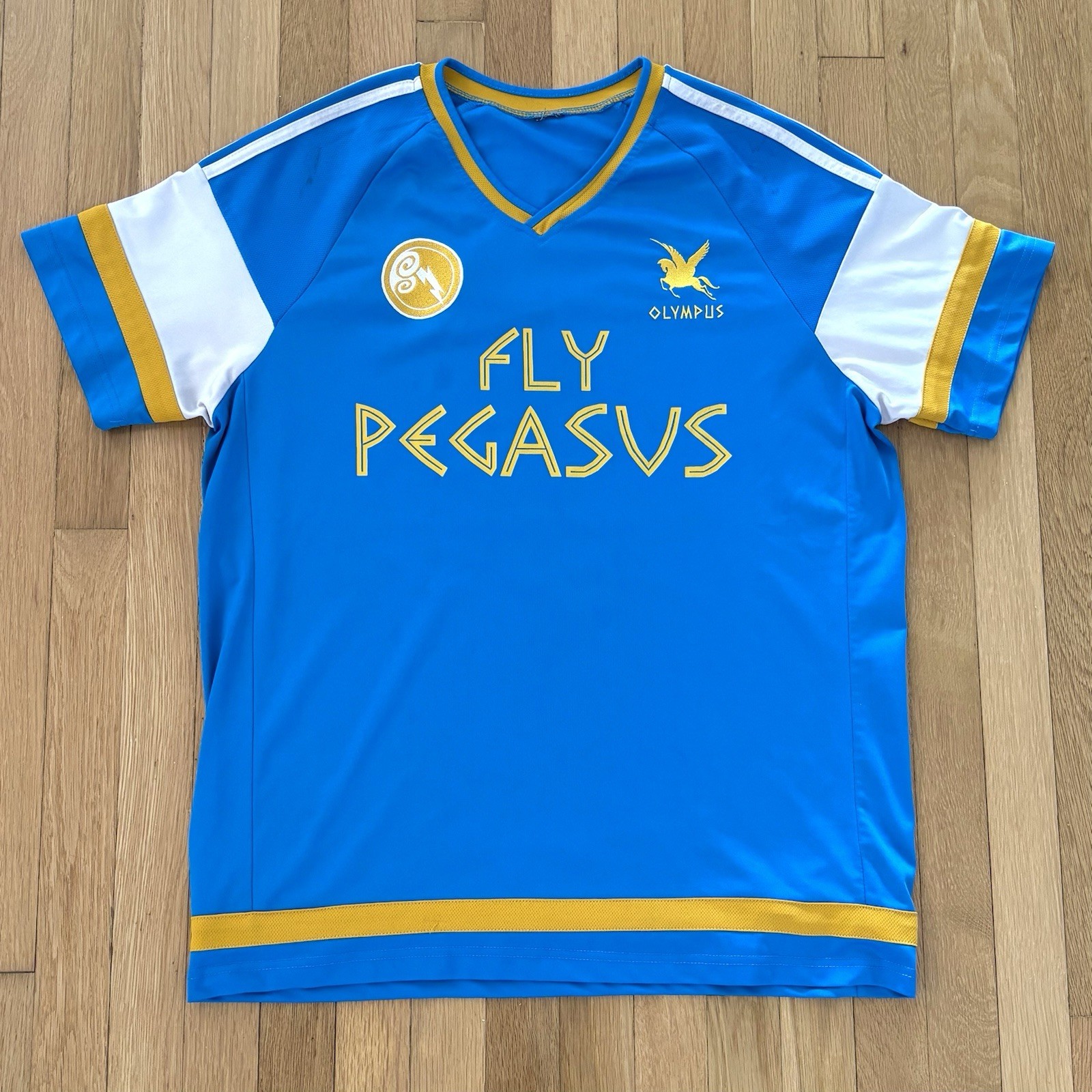 Disney Hercules Fly Pegasus Soccer Jersey Mens XL Blue Gold BoxLunch gallery
