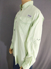 COLUMBIA PFG FISHING / RIVER SHIRT Men L Light Lime Green Nylon Outer Poly Mesh
