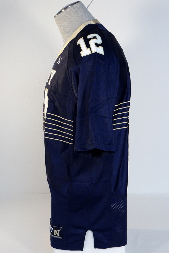 Under Armour Collegiate Navy #12 Blue Short Sleeve Football Jersey Mens NWT gallery