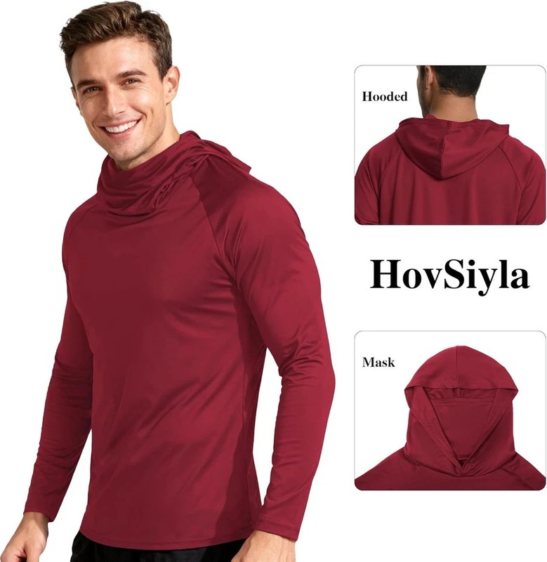 Mens Fishing Hoodie UV Sun Protection Shirts UPF Rash Guard Long Sleeve Shirts H gallery