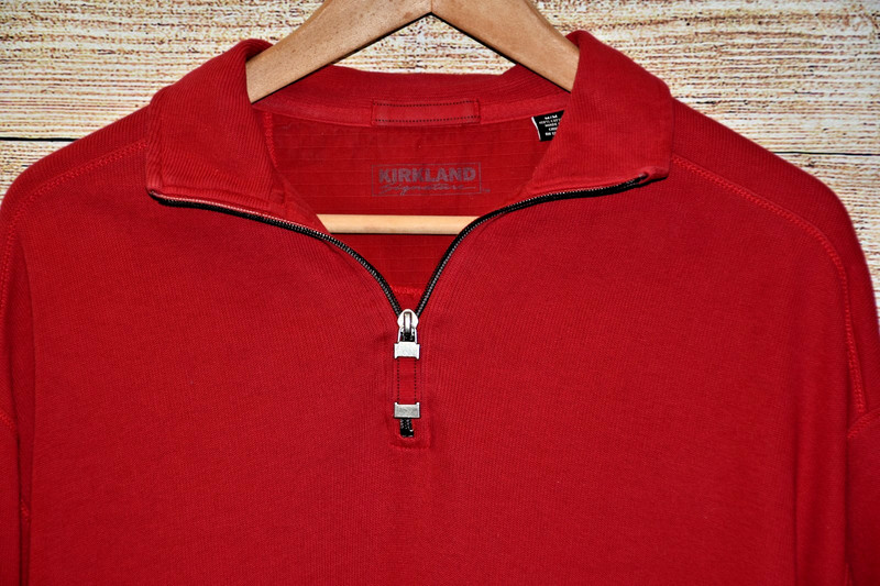 MENS KIRKLAND SIGNATURE M RED ZIP COLLAR HENLEY TEXTURED L/S BASIC SHIRT gallery