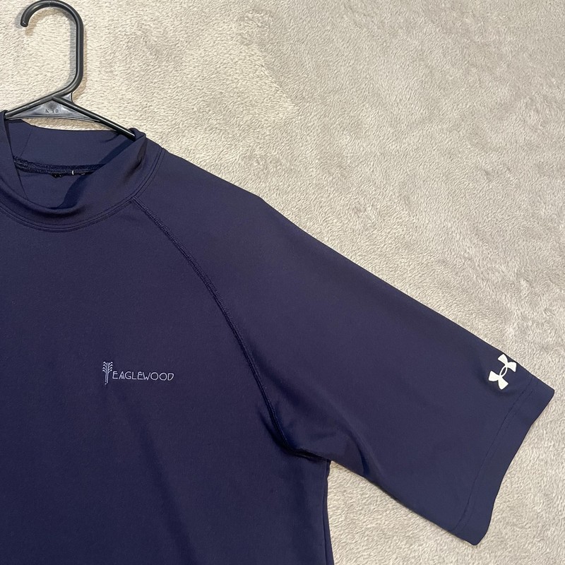 Under Armour Mock Neck Shirt Mens Medium Blue Short Sleeve Eaglewood Golf Top gallery