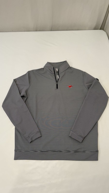 Peter Millar SMU Pony Up Stripe Performance 1/4 Zip College Blue & White Sz L gallery