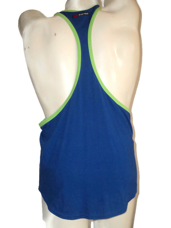 Muscle "Y" Back Cotton Tank Top - Go Softwear Cadet/Lime XL gallery
