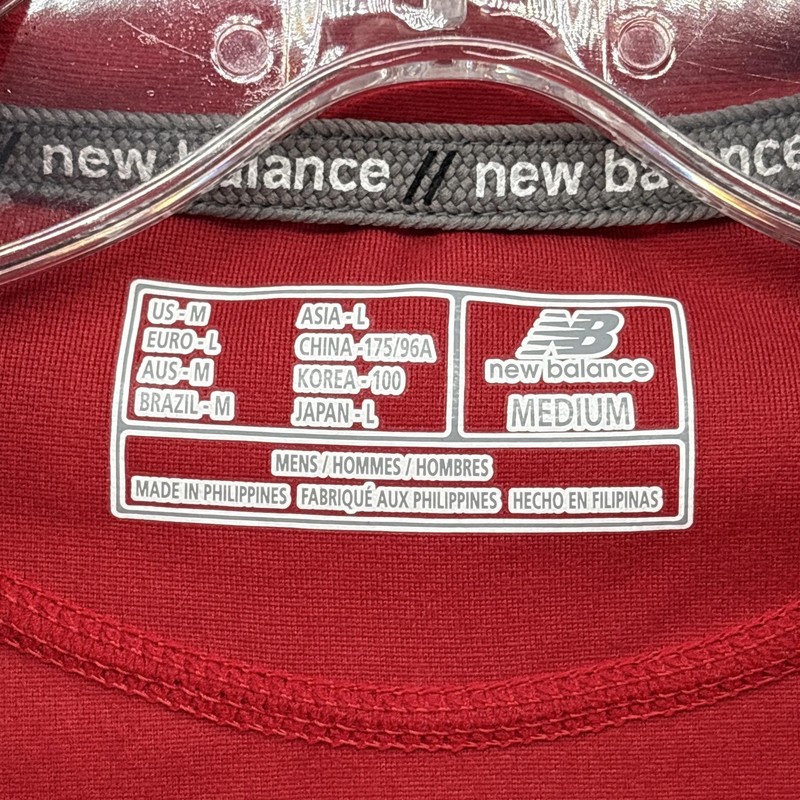 New Balance Pullover Mens Medium Red Lightning Dry 1/4 Zip Running Fleece gallery