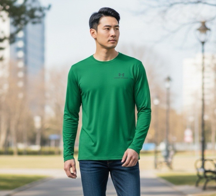 Under Armour Rush Men's S Lightweight Activewear LS Tee T-Shirt Green 1036 gallery