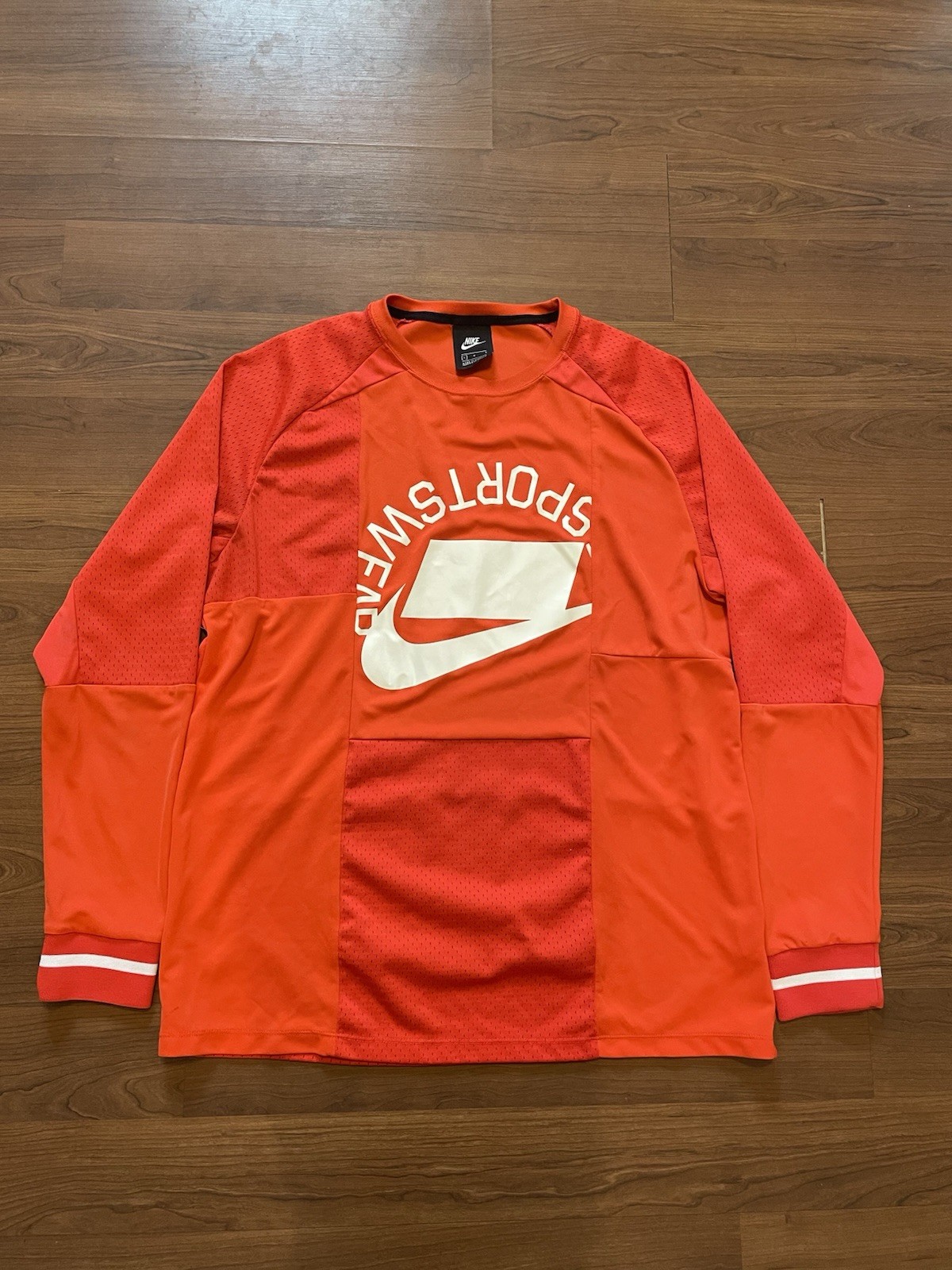 Nike Sportswear NSW Blocked Logo Orange Long Sleeve Shirt Size Large gallery