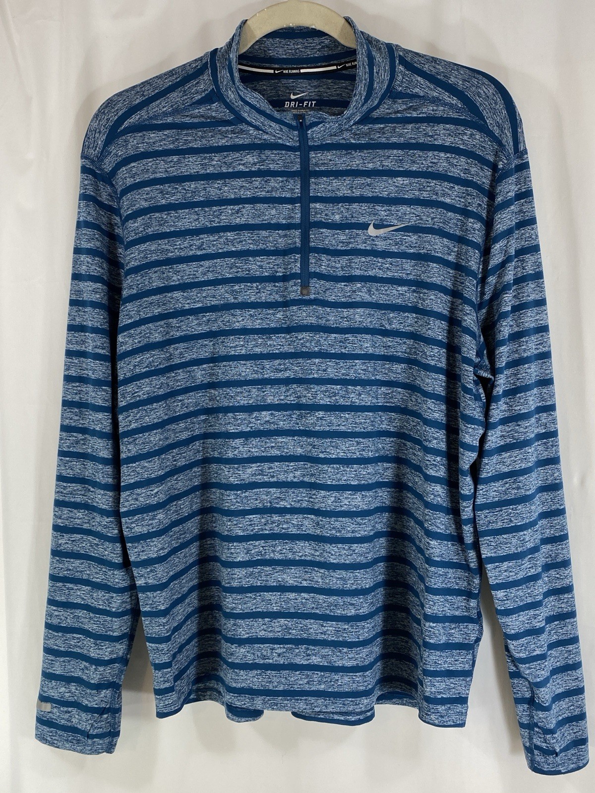Nike Running Dri-FIT Pullover Mens 2XL Blue Striped 1/4 Zip Athletic 642911-496 gallery