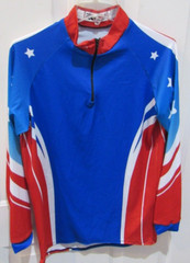 Podiumwear Long Sleeve Ski Jersey Men’s XL USA Patriotic colors flag snug tight