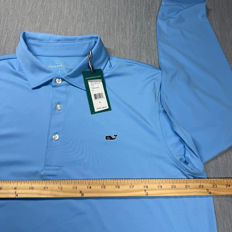 Vineyard Vines Polo Tee Shirt Mens L Large Blue Performance Whale Outdoor NWT gallery