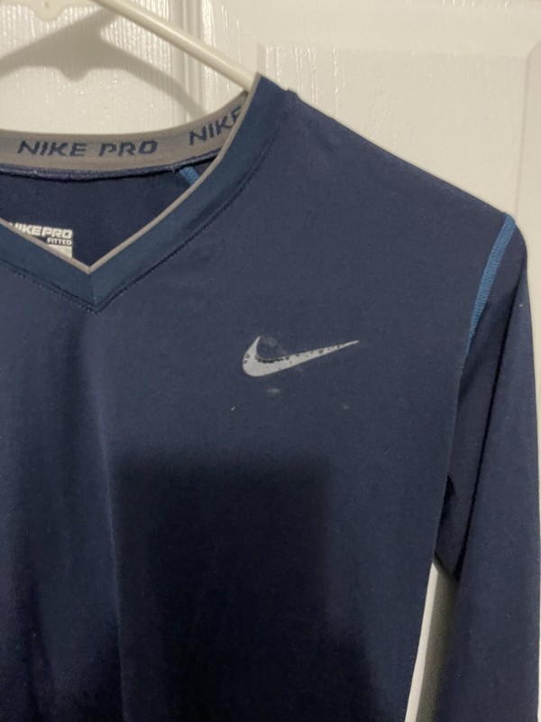Nike Pro Base Layer Compression Shirt Long Sleeve Men's M Blue Activewear Gym gallery