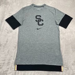 USC Nike Shirt Mens Small Gray Black Athletic Cut Short Sleeve Longer Length