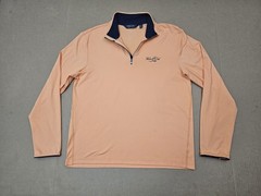 Polo Ralph Lauren Performance 1/4 Zip Pullover Mens Large Orange Stretch Preppy