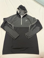Gymshark Onyx 5.0 Seamless Hoodie – Black/Light Grey Large BRAND NEW XL