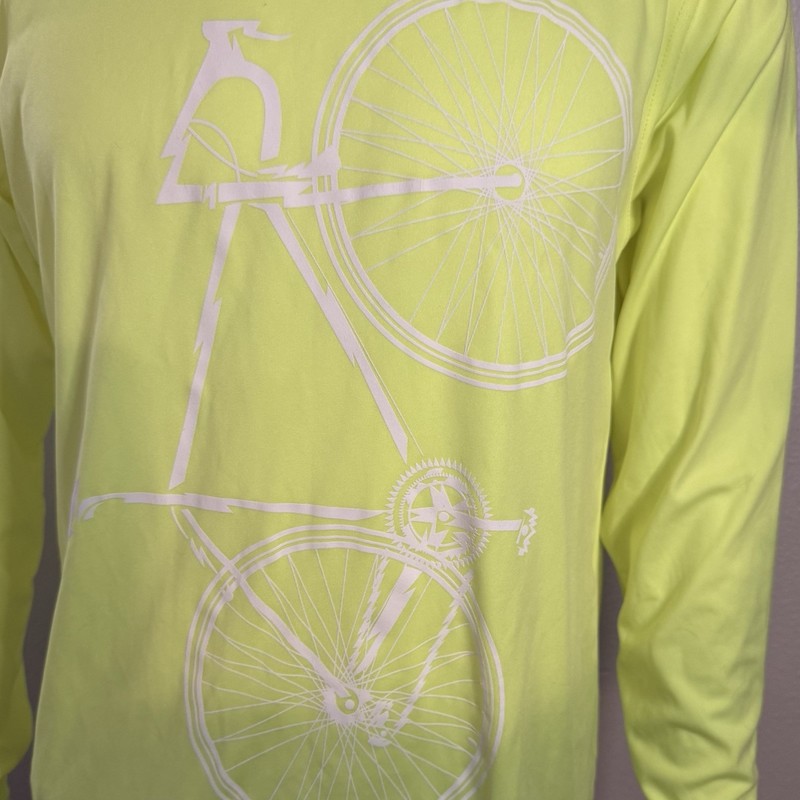 Performance Endurance Gear Neon Yellow Long Sleeve Shirt Size M White Bicycle gallery